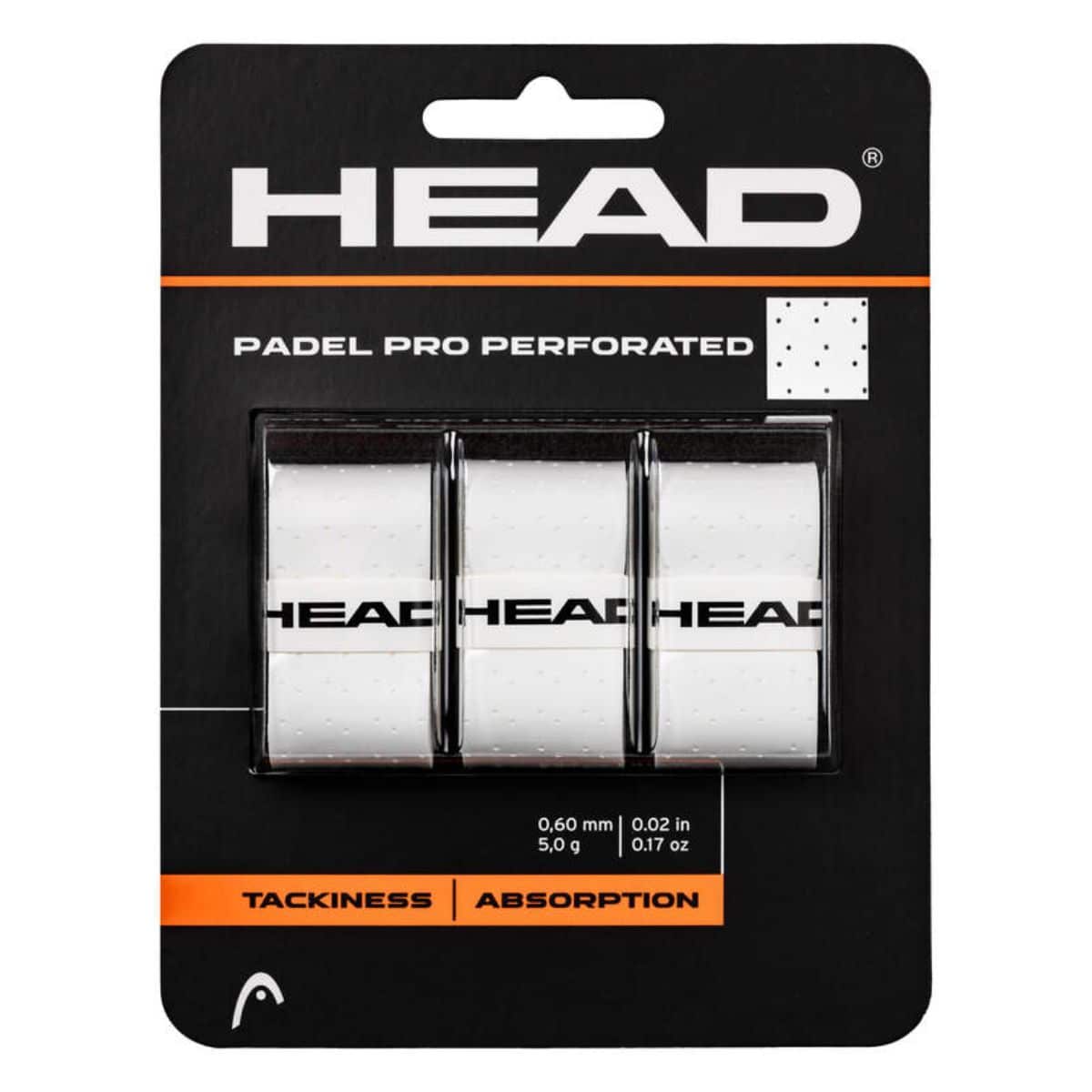 Blíster 3 Overgrips HEAD Padel Pro Perforados Blancos