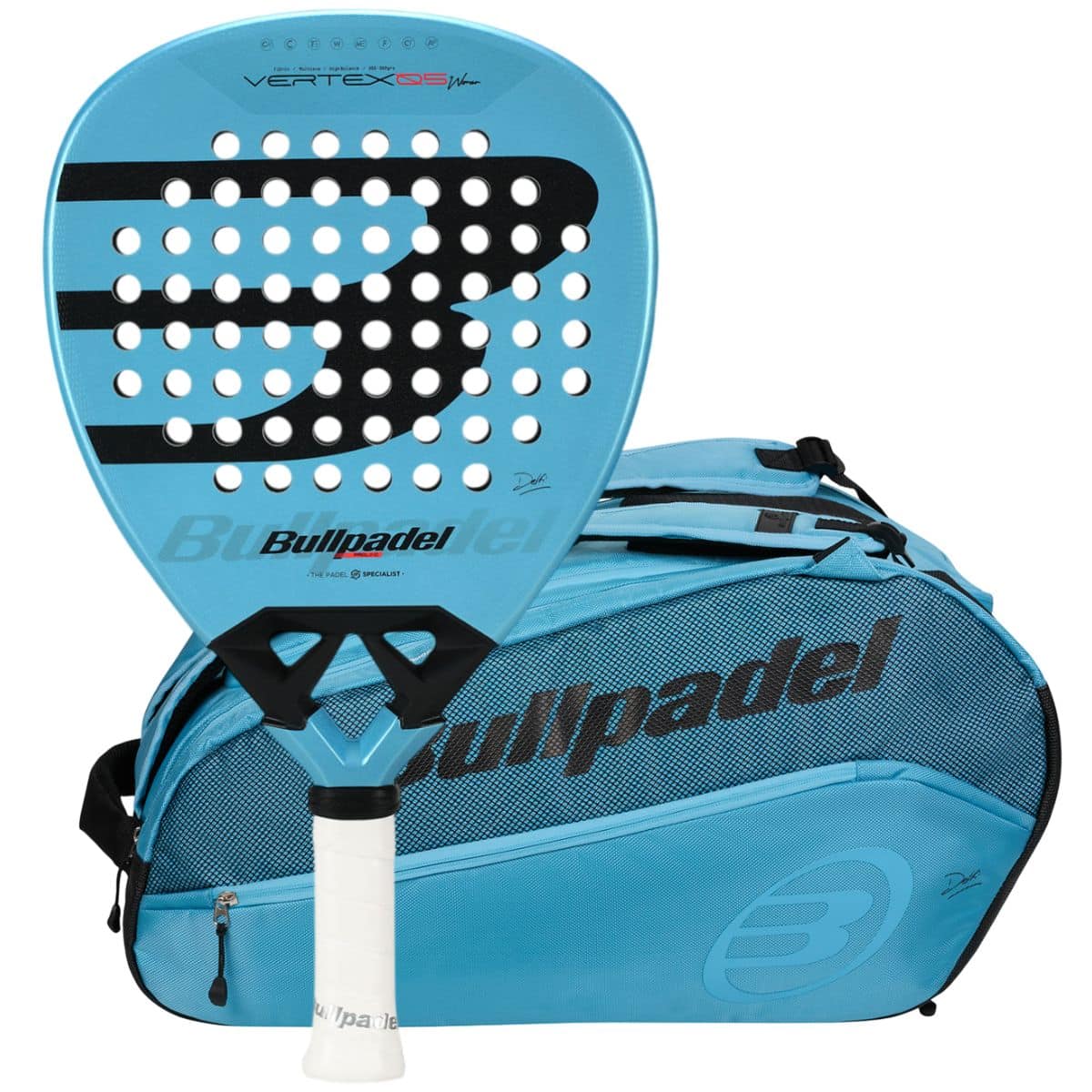 Pack Bullpadel Delfi Brea 2026 - Pala Vertex 05 W + Paletero Vertex Azul