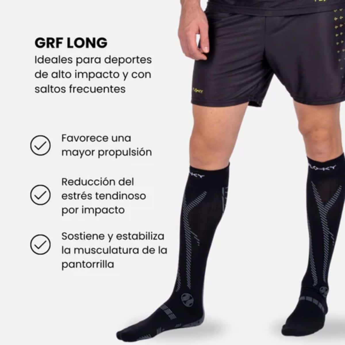 Detalles de los Calcetines Floky GRF Long Negros