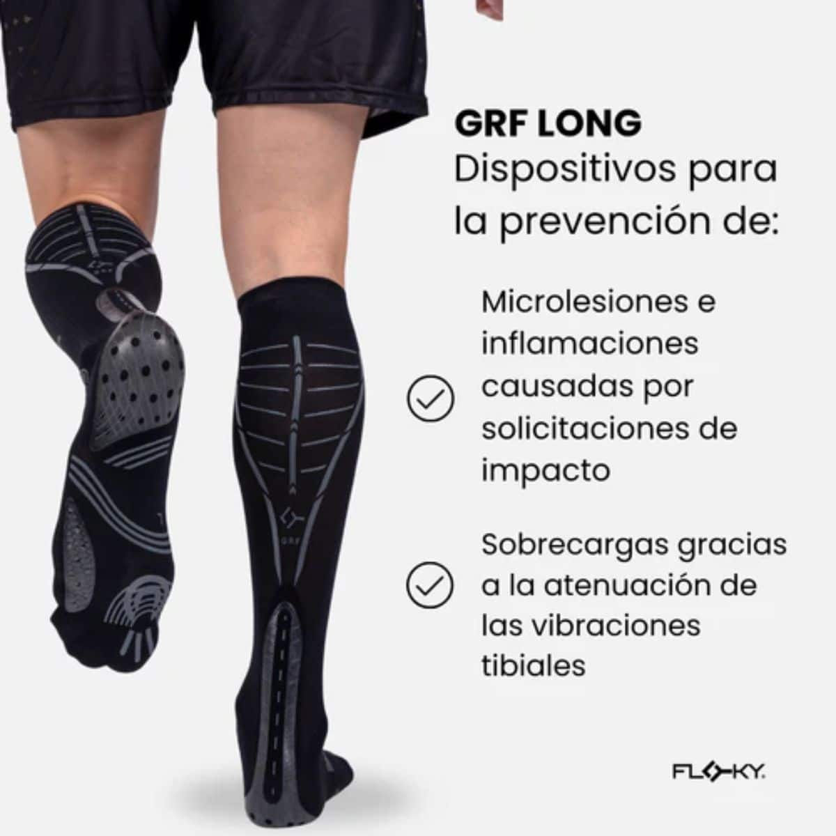 Detalles de los Calcetines Floky GRF Long Negros
